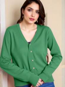 Women Cardigans - Verde militar - Ver 2