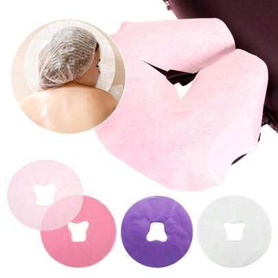 100pcs Round Massage Pillow Cases, Portable And Easy-To-Use Massage Table Cushion, Soft And Comfortable, Suitable For Headrest Cushion Massage Pillow Cover For Spa Salons And Home Massage Beds, Suitable For Daily Travel Use