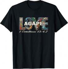 Agape Love Abstract Art Funny Love Inspirational Christian T-Shirt Gift For Dad Gift For Doctor Wedding Gift For Groomsman - Black - View 1