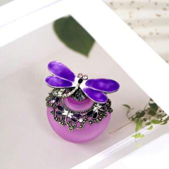 1pc 40ML Flat-Bottomed Dragonfly Perfume Bottle, Home Decor Vanity Dresser Decorative Item, Women & Girls Festival Gift, Portable Travel Essential Refillable Bottle (Bottle Only)