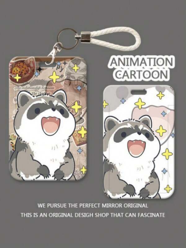 1 peça porta-cartão de estudante de desenho animado para meninos e meninas, animal fofo, guaxinim, Kpop, ídolo, porta-cartão de foto, porta-cartão de identificação portátil Kawaii