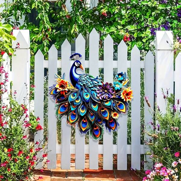 1pc, Metal 3D Peacock Wall Decoration, Wall Art Patio Fence Decoration, Colorful Metal Patio Art Sky Garden Peacock Decoration, Scene Decoration, Holiday Decoration, Room Decoration, Home Decoration, Hallway Decoration, Window Decoration, Office Decoration
