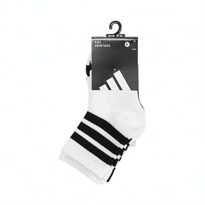 Adidas 3-Pack Big Boys' LK RIB Crew Socks, JD1349