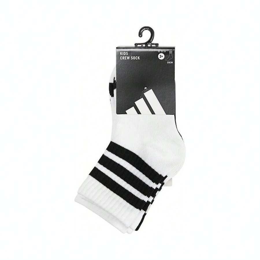 Adidas 3-Pack Big Boys' LK RIB Crew Socks, JD1349