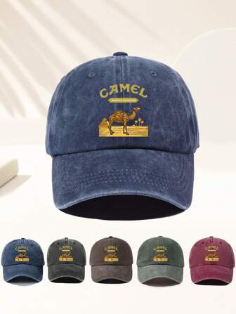 A Unisex Camel Print Hippie Baseball Cap, A Vintage Washed Baseball Cap, An Adjustable Outdoor Sun Hat, Suitable For Travel, Vacation Sports, Beach Campus, Y2K Style, Dad Hat, Mom Hat, Couple Hat, The Best Holiday Gift.