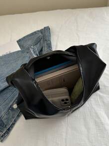 Bolso de hombro de gran capacidad, suave y de unicolor vintage para mujeres, bolso bandolera versátil con asa, bolso de hombro tipo hobo de gran capacidad, bolso bandolera casual para el trabajo