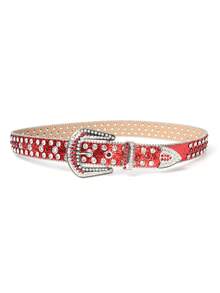 Strass-Gürtelschnalle, unisex funkelnder Legierungs-Stiftschnalle, Straßenmode mit Nieten Dekor, vielseitiger Gürtel für Jugendliche, Sommer, Schule, Herbst, Halloween - 3,8 Volldiamantgürtel - Übersicht 3