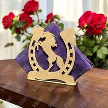 10 servilleteros vaquero caballo herradura varios modelos MDF accesorios mesa fiesta temática western madera decorativo evento presentación set 10 piezas - HERRA39 - Ver 4