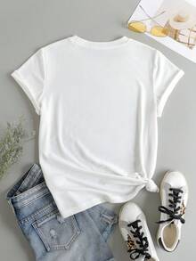 Customized Personalized Sports Gift - Customize In The Top Right Corner - Exclusive Women's Cropped Round Neck T-Shirt. You Can Add Images Such As Selfies, Patterns, Family Photos, Photos With Friends, Logos, Etc. To Design And Print A One-Of-A-Kind T-Shirt. This Is The Perfect Gift For Your Girlfriend, And Can Also Be Used As A Matching Outfit For A Couple Date. - White - View 3