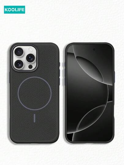 1pc Koolife Luxury Solid Color Litchi Leather Texture TPU Soft Phone Case, Camera Lens Protection, Compatible With IPhone Apple 16/16 Pro Max/16 Pro/15/15 Pro/15 Pro Max/15 Plus/14/13/12/11 Waterproof Shockproof Anti-Fall Scratch Resistant