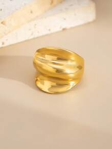 1pc Exaggerated Minimalist Metal Circular Mushroom Design Open Ring, Decorative Jewelry For Women