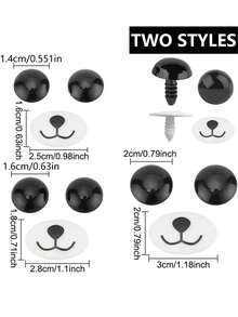 Bộ 30 món mắt và mũi động vật - Đồ thủ công bằng nhựa cho Amigurumi, điêu khắc mềm và nghệ thuật vải | Bộ mắt và mũi tự làm bền chắc (Nhiều kích cỡ) - Đen và trắng - Xem 3