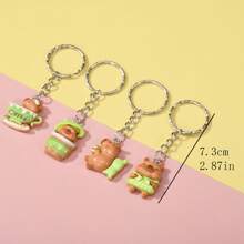 5pcs Random Assortment Of Solid Color & Glow-In-The-Dark Capybara Bear Pendant Keychain, Suitable For Daily Carry And Sharing With Friends/Family Car Accessories Bag Charm
