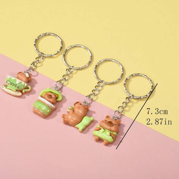 5pcs Random Assortment Of Solid Color & Glow-In-The-Dark Capybara Bear Pendant Keychain, Suitable For Daily Carry And Sharing With Friends/Family Car Accessories Bag Charm