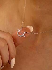 1pc Minimalist Round Cubic Zirconia Necklace, 925 Sterling Silver Pendant Clavicle Necklace, Elegant Jewelry Gift, Suitable For Girls Daily And Date Outfit Decoration