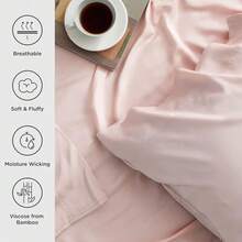 Bedsure Queen Sheet Set, Cooling Sheets For Queen Size Bed Set, Rayon Derived From Bamboo, Breathable & Soft Deep Pocket Up To 16 Inches, Hotel Luxury Silky Bedding, Bedsheet & Pillowcases, Dark Grey - 11 - 粉紅色 - 查看 3