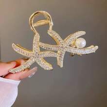 1pc Oversized Sparkling Crystal Pearl Starfish Hair Claw Clip, Ladies Elegant Hair Claw For Everyday Hairstyle, High-End Luxurious Sophisticated Hair Accessory Hair Clips Hair Jaw Clip Hair Clamps Hair Clutch Hair Catcher Clip