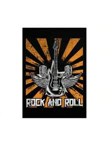 Set Of 1/3 Pcs Pop Rock Music Wall Arts Posters Witty Rock And Roll Guitar Design Pictures Canvas Printing Posters Bar Living Room Bedroom Home Decoration Unframed-Style ,Wall Art With Frame