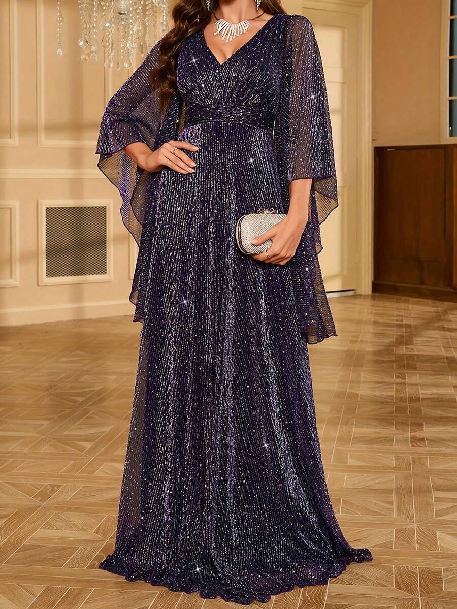 Suknia wieczorowa najwyższej jakości, luksusowa, efektowna, długa sukienka z cekinami