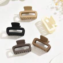 Set de 5 pinzas de pelo cuadradas huecas simples de color beige mate, accesorios para coleta, pinzas de pelo, pasadores de pelo, ganchos de pelo, sujetadores de pelo, recogedor de pelo para mujer, para vacaciones y atuendos de invierno