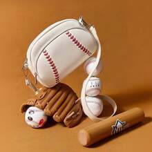 Retro And Fashionable Baseball-Style Single-Shoulder Bag With A Zipper And A-Body Strap. - Black - View 7