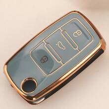 Jingyuqin TPU Car Flip Key Case Cover For VW Polo Golf Passat Tiguan Beetle Caddy Eos Skoda Octavia Seat Leon Altea - Multicolor - View 3