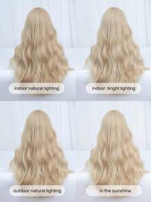 1-Piece Synthetic Heat Resistant Curly Hair With Bangs Wig Color 24 Inch Woven Daily Natural Realistic Wig