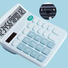 12 Digit Desktop Calculator With Large LCD Display, Office Calculator, Dual Power (Black, Pink And Blue) - Màu xanh lam - Xem 5