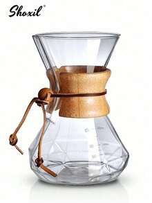 shoxil 1 件套手冲咖啡机、咖啡壶、咖啡水壶、硼硅酸盐玻璃咖啡壶、现代木质领口玻璃咖啡壶