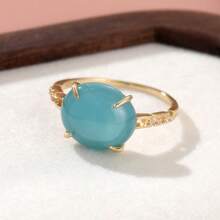 Bague délicate de forme goutte d'eau vert clair minimaliste et fraîche, accessoire polyvalent convenant aux mariages ou aux vacances
