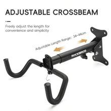 ROCKBROS Double Hook Folding Wall Mounted Bicycle Storage Rack Bicycle Hanger Holder Fitting Screws Foldable And Adjustable Bicycle Rack 360°Bicycle Hanger With Helmet Hook MTB Road Bike - Black - View 6