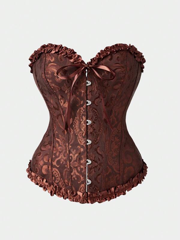 Körperformer Korsett Top Taillenschnürer, vintage Jacquard-Muster sexy Bustier
