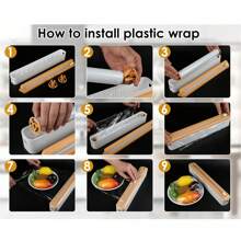 1/2pcs Reusable Food Wrap Cutter, Sliding Cutter Dispenser For Plastic Wrap, Kitchen, Restaurant, Supermarket, Wax Paper, Foil Paper, Baking Paper, Parchment Paper, For Packaging Fruits & Vegetables, Home Kitchen Essentials