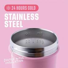 BlenderBottle Strada Shaker Cup Insulated Stainless Steel Bottle With Wire Whisk, 24-Ounce, Black - Flamingo Ombre - View 3