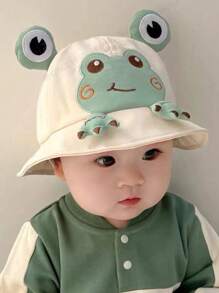 1 pieza Sombrero de sol de malla transpirable con diseño de rana para niños pequeños, estilo versátil y lindo, adecuado para primavera, verano y otoño