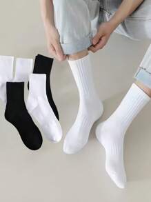 2/4/6/8/10/20 Pares de calcetines de tripulación de unicolor simples para hombres, calcetines deportivos, calcetines para uso diario y exterior, nuevos calcetines de verano para skateboarding, calcetines medianos para hombres