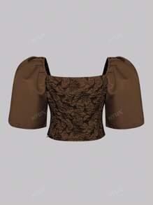 Women Modern Elegant Filipiniana Inspired Puff Sleeve Casual Top