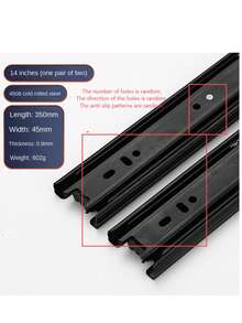 2 Pairs 3-Section Drawer Slide Rails, Thick Quiet Steel Ball Bearing Tracks, Smooth Full Extension. Overload & Thicker Design Ensures Excellent Durability. Anti-Slip Texture, Random Hole Direction & Quantity. - Black - View 4