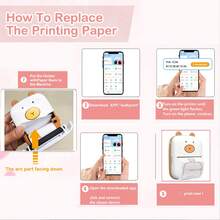 迷你贴纸打印机、无线迷你照片打印机标签打印机、兼容 Android 和 IOS 的便携式无墨打印机、用于学习笔记、照片、收据、日记本、标签、备忘录、礼品的热敏迷你打印机 - 彩色 - 查看 6