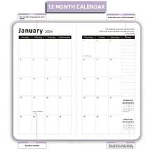 Planificador mensual compacto 2026 - Mini planificador mensual, tamaño de billetera 7.08" X 3.86", cubre de enero de 2026 a diciembre de 2026, papel de 100 g/m², bucle para bolígrafo y bloc de notas, cubierta rígida de piel sintética, excelente para útiles escolares y vuelta al cole - Multicolor - Ver 7