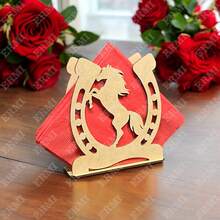 10 servilleteros vaquero caballo herradura varios modelos MDF accesorios mesa fiesta temática western madera decorativo evento presentación set 10 piezas - HERRA39 - Ver 3