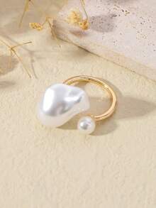 1 件时尚简约珍珠戒指，适合女性日常佩戴和礼物