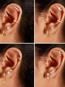 CASSIECA CASSIECA 1 Stück 16 Gauge Knorpel Ohrringe für Frauen, flacher Stecker - Hypoallergen, chirurgischer Edelstahl Stud Hoop Knorpel Ohrring Set für Daith, Concha, Tragus, Helix Piercings, Einzelstück