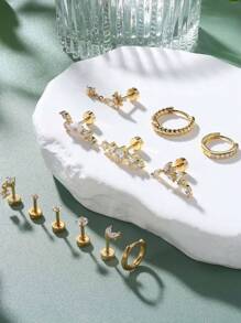 CASSIECA CASSIECA 1 Stück 16 Gauge Knorpel Ohrringe für Frauen, flacher Stecker - Hypoallergen, chirurgischer Edelstahl Stud Hoop Knorpel Ohrring Set für Daith, Concha, Tragus, Helix Piercings, Einzelstück