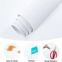 1 Roll Matte White Wall Decorative Contact Paper, Self-Adhesive Removable Vinyl Wallpaper For Kitchen, Bathroom, Bedroom Wall Decor