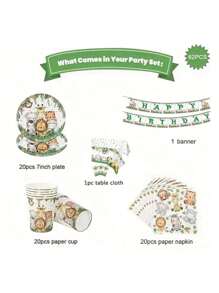 1 Set Of Mermaid Princess Pink Party/Forest, Jungle, Zoo Party Paper Plate, Paper Cup Tablecloth, Birthday Decoration Set, Party Decoration, Graduation Season, Birthday Party