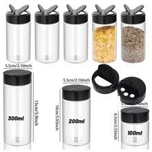 1/5/10 件透明塑料调味瓶，双翻盖蝴蝶盖盐胡椒瓶，玻璃调味罐，家用厨房粉末储存调味容器，适用于家庭、烧烤、婚礼、汽车、露营、房车、海滩度假