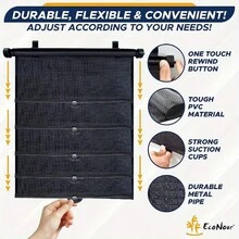 2pcs 2-In-1 Universal Retractable Car Window Sun Shades | Adjustable PVC Heat Shield For Side Windows, Privacy, UV Protection, Heat Insulation For Car Windows - PVC Material, Side Gear Design For Easy Installation, Summer Essentials|Modern Car Accessory|Pvc Construction, Sun Shades For Car Blocks UV Rays, Keeps Vehicle Cool - Multicolor - View 4