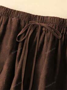 Women's Casual Beach Holiday Mid-Length Skirt, Elastic Waist Bohemian Loose Fit Solid Color, Suitable For Daily Commute, Beach Vacation