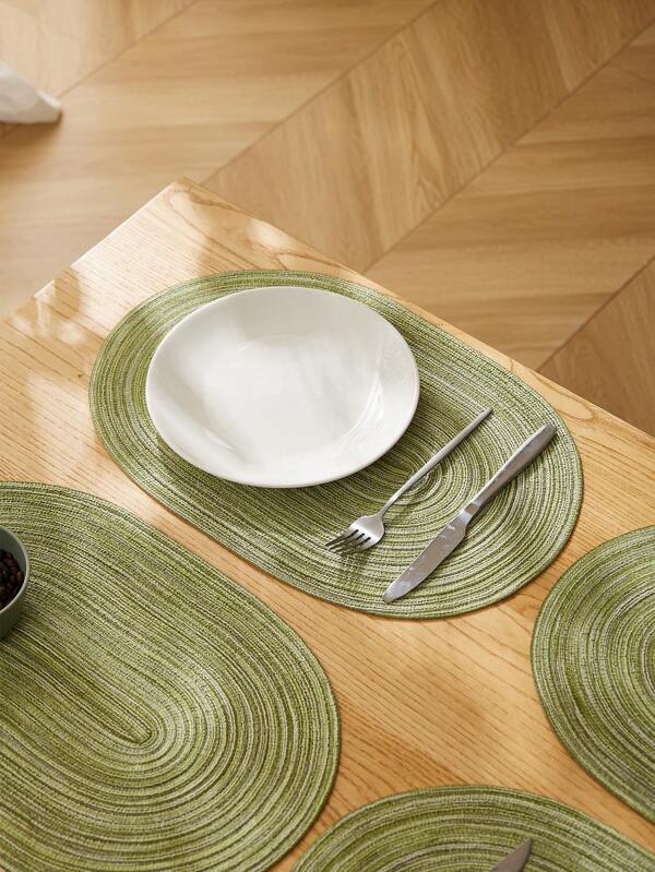 Set de 1/2/4/6/8 piezas de individuales ovalados minimalistas en degradado beige de poliéster